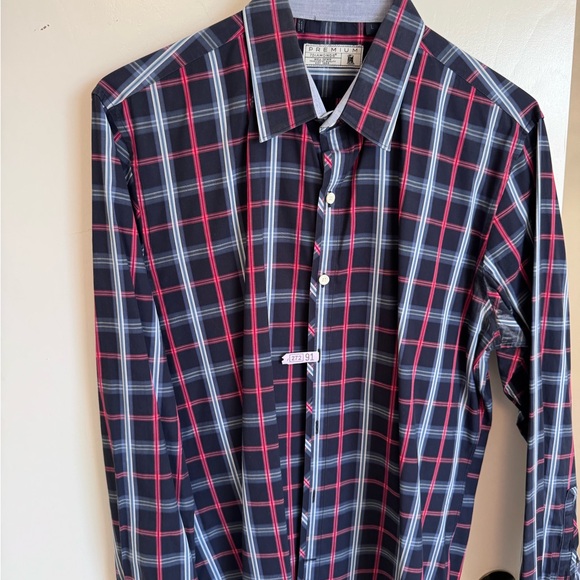 7 Diamonds | Men’s | Large | Red and Blue and Black | Plaid Casual Shirt - Picture 1 of 3